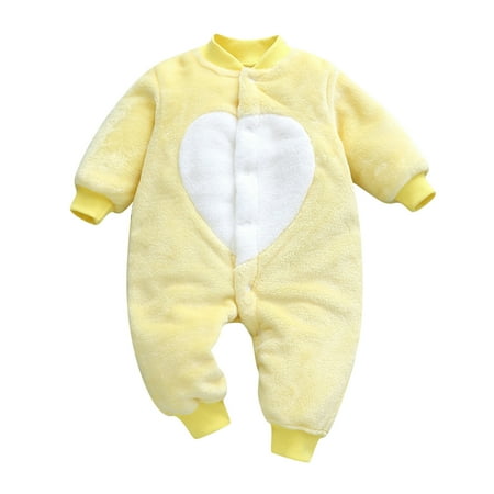 

FRSASU Clearance Newborn Infant Fleece Thick Warm Jumpsuit Playsuit Romper Clothes Yellow 73(73)