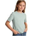 thumbnail image 6 of Amidoa Girls Short Sleeve Crewneck Summer Graphic T Shirts Kids Casual Tops Blue Size 5T, 6 of 6