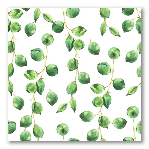 Designart ' Tropical Green Leaves Patern On White ' Tropical Canvas Wall Art Print