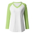 thumbnail image 4 of EQWLJWE Hauts à Manches Raglan pour Femmes Grande Taille à Blocs de Couleur Col en V Chemises à Manches Longues Raglan Chandails en Molleton Décontractés d'Automne Hauts à Manches Raglan de Vacances, 4 of 4