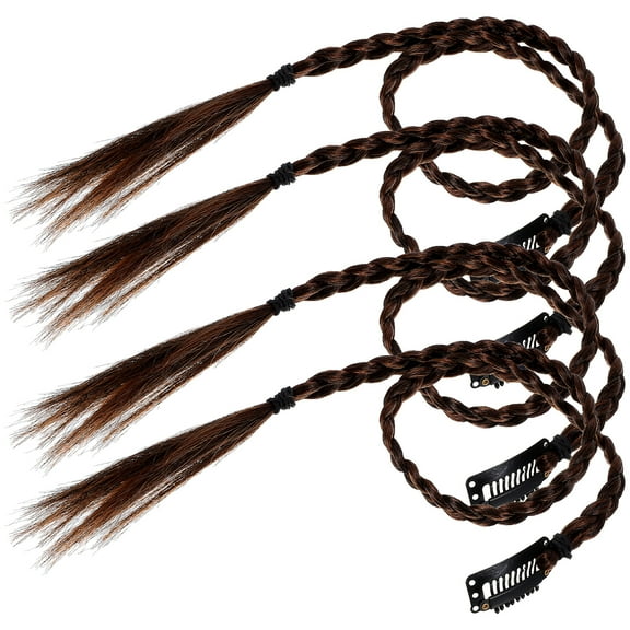 FRCOLOR 4pcs Long Braided Ponytail Extensions for Women Synthetic Hair Accessories