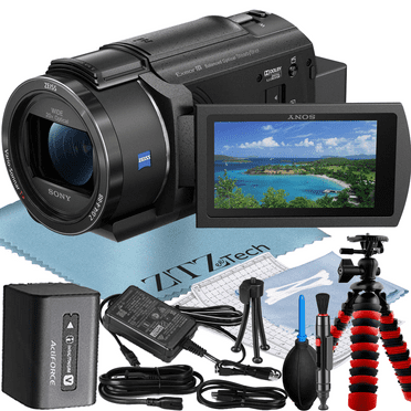Sony FDR-AX43 4K Ultra HD Handycam Camcorder with Tripod   Cleaning Kit   ZeeTech Accessory Bundle