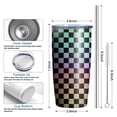 thumbnail image 6 of 20oz Tumbler with Lid and Straw Stainless Rainbow Checkerboard Steel Vacuum Insulated Water Coffee Tumbler Cup, Double Wall Vacuum Insulated Travel Mug Reusable Tumblers for Ice Drinks, Hot Beverage, 6 of 7