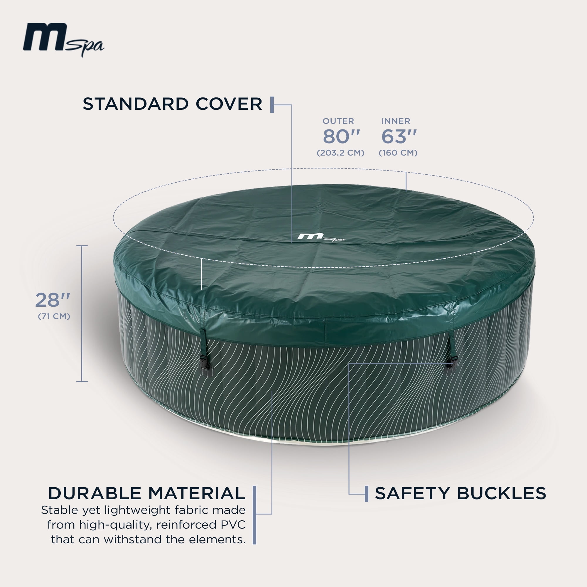 MSpa Round Inflatable Bubble Spa, 4-6 Person Hot Tub w/LED Lights, Meteor