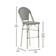 thumbnail image 5 of BizChair Set of 2 Stackable Indoor/Outdoor Bistro 30" High Barstools, Commercial Grade, Black/White and Light Bamboo Finish, 5 of 12