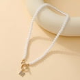 thumbnail image 5 of Pearl Chain OT Buckle with Diamonds 26 Letter Pendant Clavicle Chain Necklace, 5 of 10