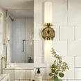 thumbnail image 6 of Minimalistt Double Tube Antique Brass Metal with Milk Glass Shade Vanity Light, Contemporary Wall-Mounted Sconce, Hand-polished Wall Light, Indoor Sconce beside Mirror, for Bathroom, Living Room, 6 of 9