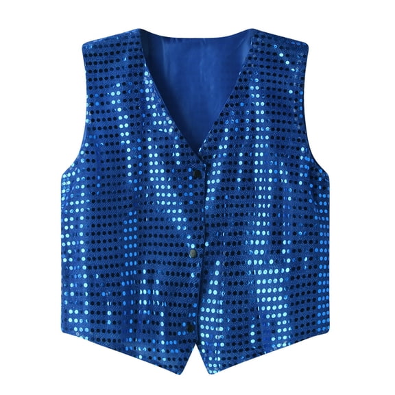 Wdgfv Mens Sequins Vest Shiny Party Nightclub Stylish Suit Vest Button Sleeveless Waistcoat
