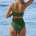 thumbnail image 4 of Tankini Swimsuits for Women 2Pcs Swimwear Set U Neck High Waist Bikini Tankini Textured Adjustable Strap Beach Pool Swimsuit for Summer Army Green M, 4 of 6