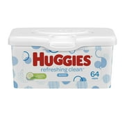HUGGIES Refreshing Clean Scented Baby Wipes, Hypoallergenic, Refillable Pop-up Tub (64 Total Wipes)