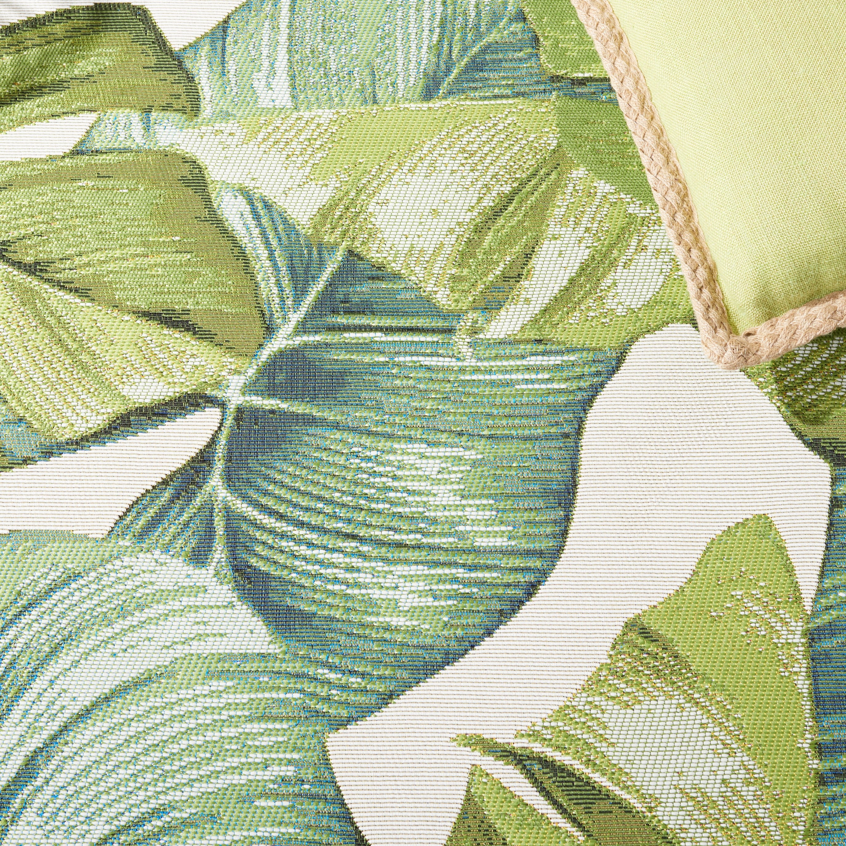 SAFAVIEH Barbados Evan Botanical Indoor/Outdoor Runner Rug, Green/Pink, 2'8" x 8'