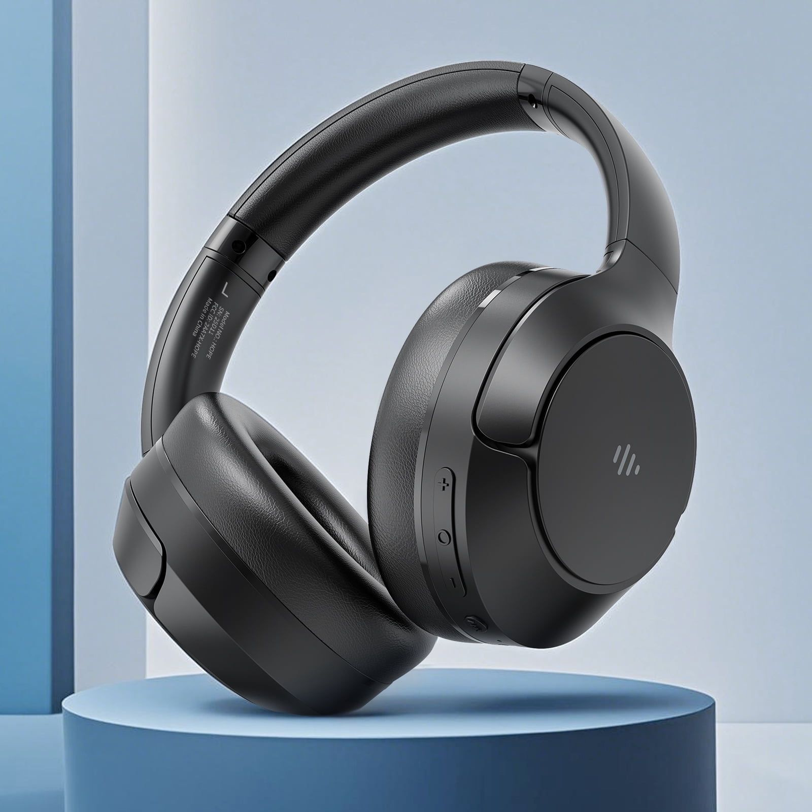 KVIDIO Active Noise Cancelling Headphones with Microphone, Deep Bass, 70H Running Time - Black