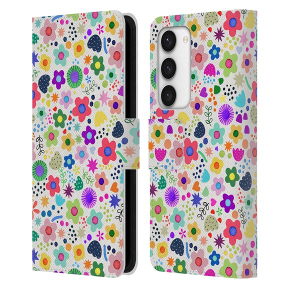 Head Case Designs Officially Licensed Ninola Garden Psychedelic Flowers Leather Book Wallet Case Cover Compatible with Samsung Galaxy S23 5G