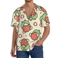 thumbnail image 1 of Fotbe Frog Hold Strawberry Camisa Estampada de Manga Corta para Hombre, Casual de Verano, Estilo Playero, Sin Arrugas-Large, 1 of 5
