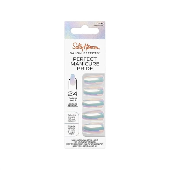 Sally Hansen Salon Effects Perfect Manicure Press-On Nails | Oval Shape | Easy to Apply, Non-Damaging | 24 Nails, Adhesive Tabs, File & Alcohol Pad Included | Pride - Born To Slay