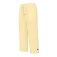 thumbnail image 4 of Nestiefly Cotton Capri Pants for Women Loose Fit Casual Straight Leg Drawstring Elastic Waist Cropped Pant Summer Linen Clothes Beige S, 4 of 7