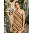 thumbnail image 4 of Argulvti Robe Mini Tricotée pour Femme Coupe Ajustée Élégante à Couleurs Contrastées à une Épaule Courte Robe Moulante, 4 of 7