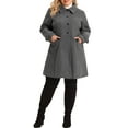 thumbnail image 3 of Agnes Orinda Women's Plus Size Coat Turndown Collar Single Breasted Warm Long Coats with Pocket 2X Gray, 3 of 7