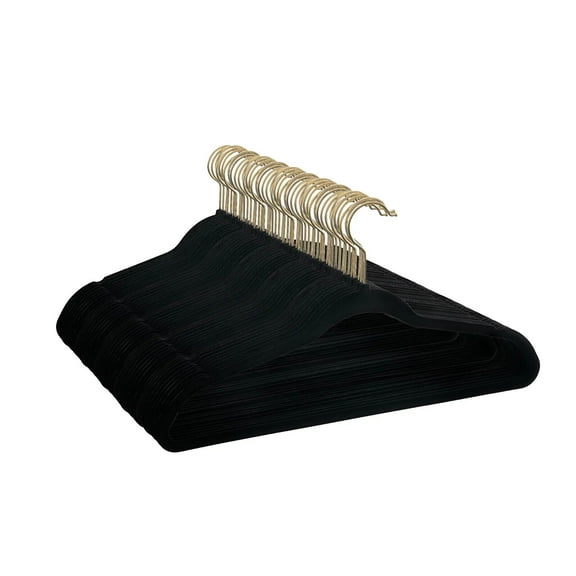 Non-Slip Velvet Clothing Hangers, 50 Pack, Black