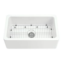 Gourmetier KGPF311910YBC 30" Fireclay Farmhouse Kitchen Sink, Glossy White