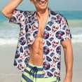thumbnail image 7 of Bingfone Men's Short Sleeve Button Down Shirts Hawaiian record rock music Skull Printed Beach Shirt, 7 of 7