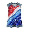 thumbnail image 4 of Womens Crewneck Waffle Knit Tanks 4th of July Gradient Star Flag Faux Denim Trim Tops Lounge Sleeveless Daily Blouses, 4 of 8