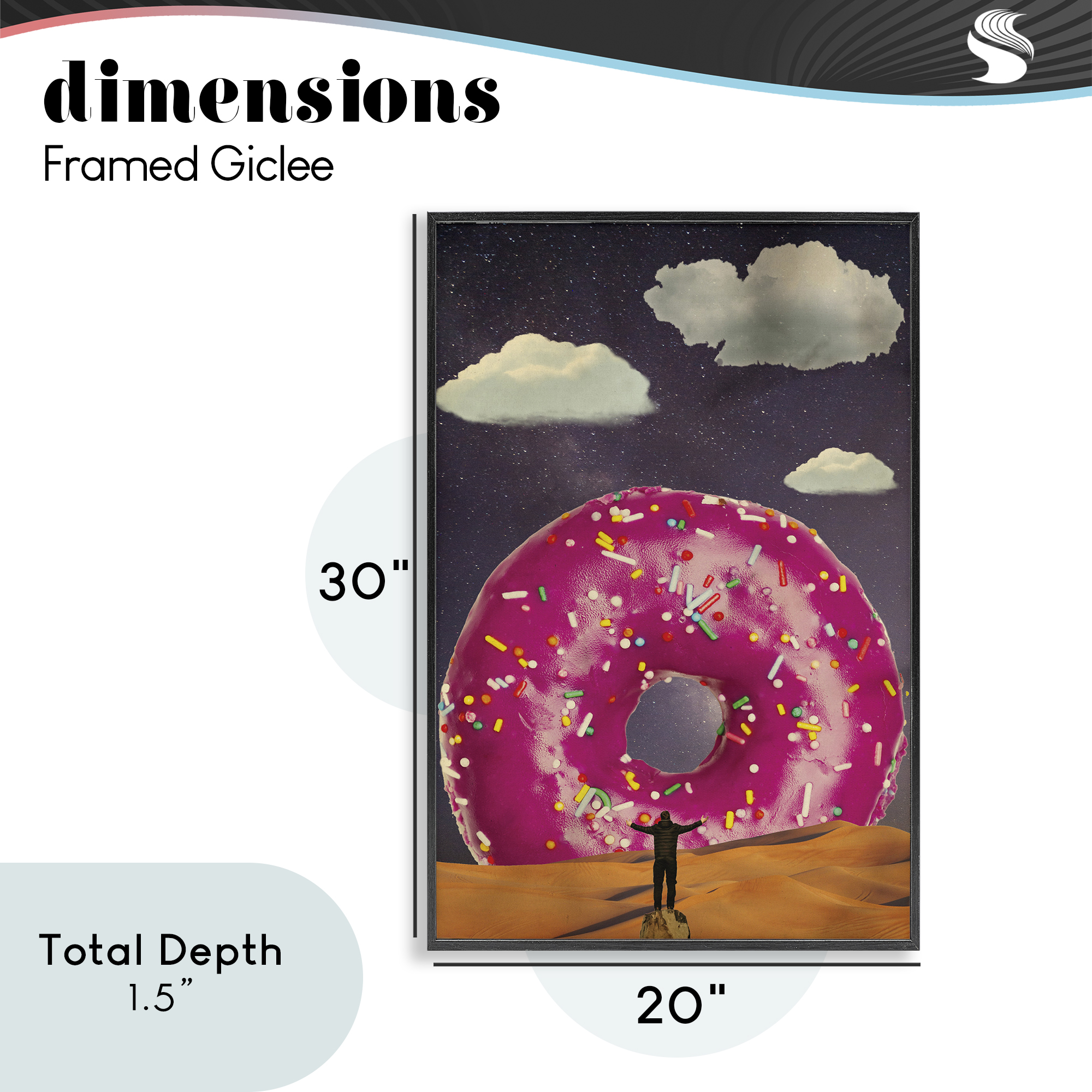 Happy Days Giant Donut Black Framed Giclee Art, design by Elo Marc