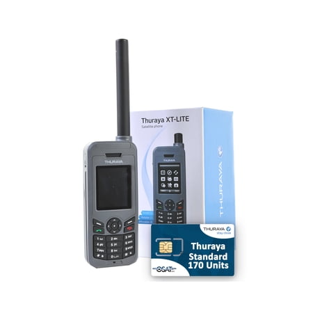 Thuraya XT-LITE Satellite Phone (Prepaid) with Travel Charger & Accessories Included, Black