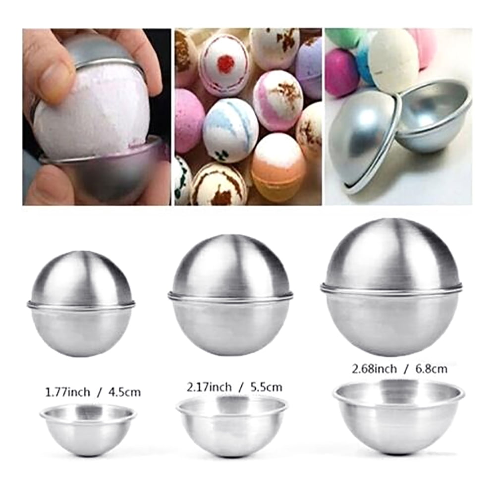 Bath Bomb Mold Large Size 2.6 inches 6 Set 12 Pcs DIY Metal Homemade Round Sphere Molds Fizziy Bath Bombs by LTLR 