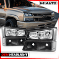 thumbnail image 2 of M-AUTO Headlights Assembly Replacement for 03 04 05 06 07 Chevy Silverado Pickup, Black Housing Clear Lens Clear Reflector, 2 of 9