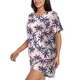 thumbnail image 2 of Kdxio Tropics Palm Trees Print Pajamas Sets for Women Short-Sleeved Pjs with Lounge Shorts Two Piece Sleepwear S-4XL, 2 of 8