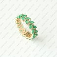 thumbnail image 3 of Marquise Emerald & Cubic Zirconia Full Eternity Band Ring, 925 Sterling Silver Ring, Emerald Leaf Ring, Wedding Band Gift For Her. May Birthstone, 3 of 5