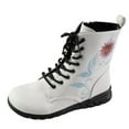 thumbnail image 2 of Wavsuf Hiking Boots for Women Round Toe Short Ankle-High Printed Lace Up White Shoes Size 38, 2 of 6