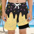 thumbnail image 3 of Kcolen Boys Swim Trunks with Compression Liner Funny Ice Cream Swim Shorts Quick Dry 2 in 1 Beach Board Shorts with Pockets, 3 of 5