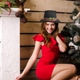 thumbnail image 5 of Christmas Party Hat Festive Top Hat Holiday Game Character Accessory Non Woven Fabric Red Bird Design for Events, 5 of 5