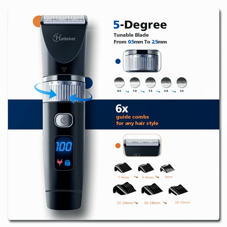 Hatteker USB Rechargeable Hair Trimmer Pro Hair Clippers