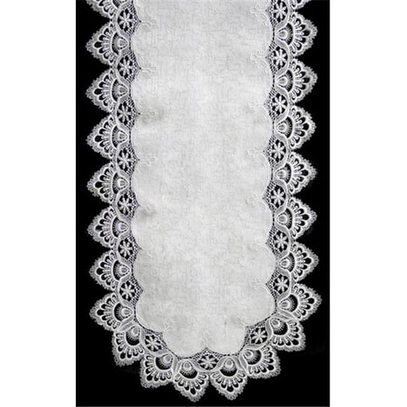 H8139-F1 Nappe en Dentelle Blanche Oblong, 69 x 104 Po.
