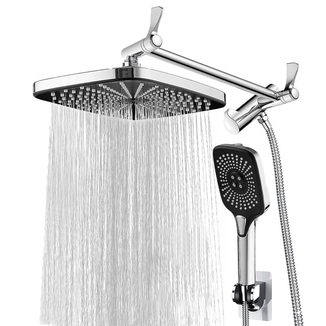 Juego ducha Pared Hugtrwg con rociador superior cabezales tipo lluvia 12 Pulgadas 3+1 ajustes