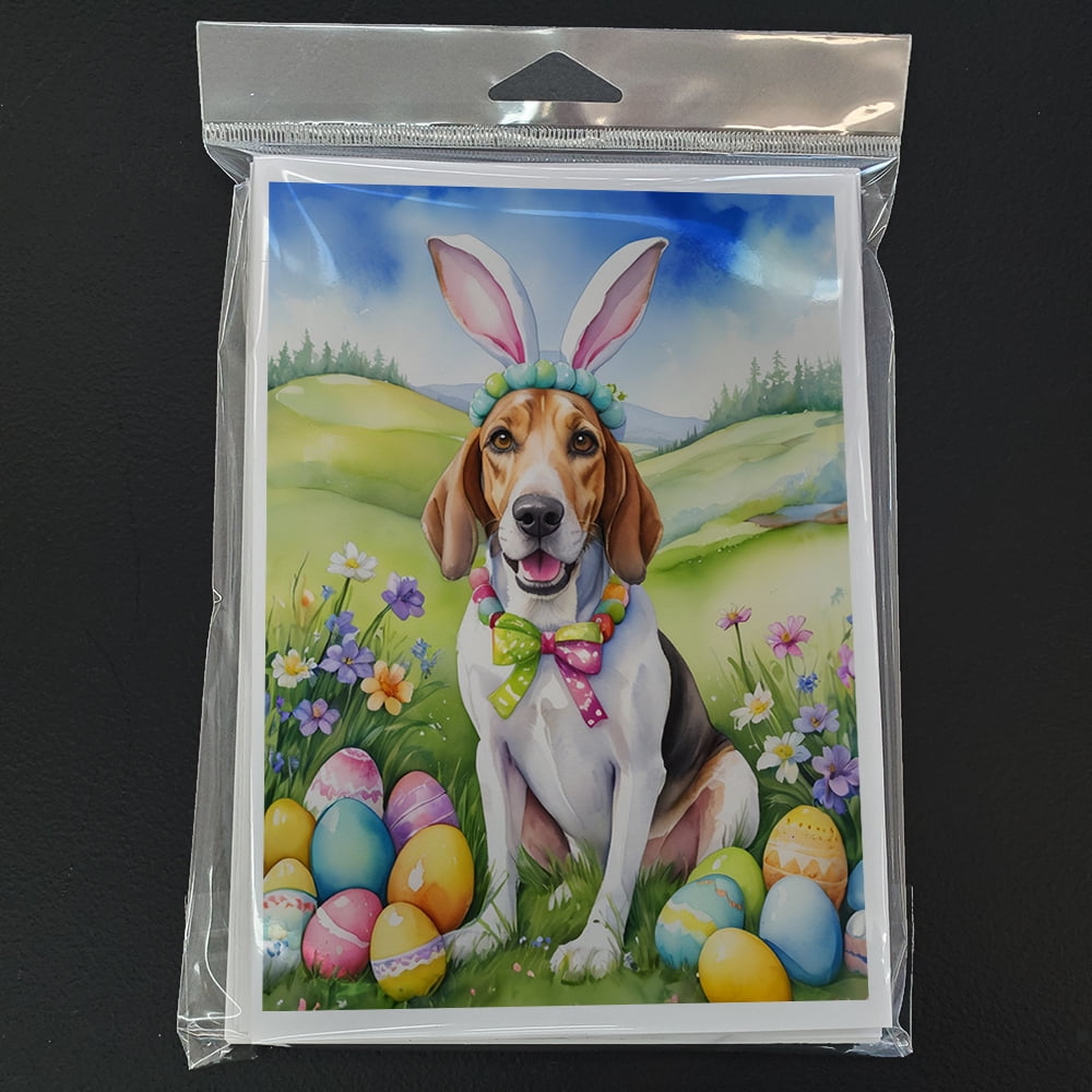 English Foxhound Easter Egg Hunt Greeting Cards Pack of 8 7 in x 5 in