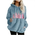 thumbnail image 2 of Heisall Womens Hoodies 2025 Autumn Winter Letter Christmas Print Pocket Drawstring Long Sleeve Double-sided Fleece Plush Fashion Loose Casual Sweatshirts, 2 of 4