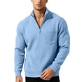 thumbnail image 2 of HomeDM Men's Quarter Zip Sweatshirts Corduroy Stand Collar Casual Pullover Tops Long Sleeve with Pockets, 2 of 9