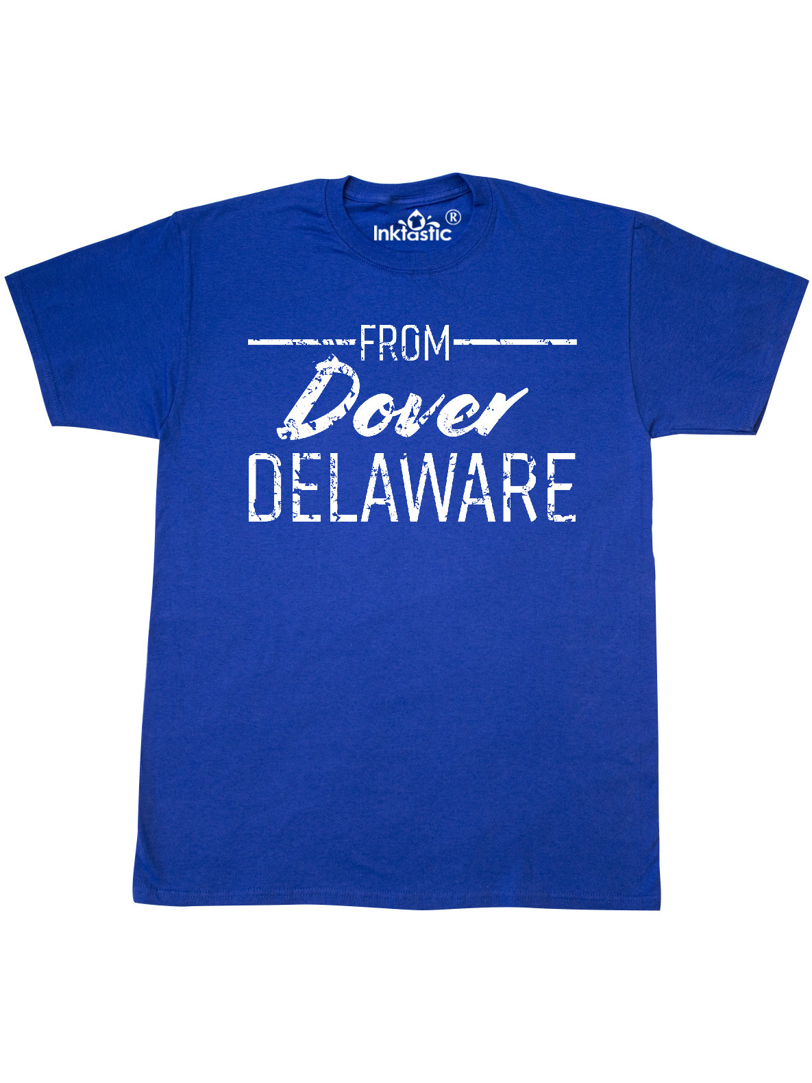 INKtastic From Dover Delaware in White Distressed Text TShirt