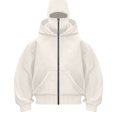 thumbnail image 2 of Men's Hoodie with Balaclava and Half Zip Pullover - Windproof Streetwear Loose Trendy Cardigan for Winter Fashion, Christmas Parties, and Outdoor Sports,White,M, 2 of 5