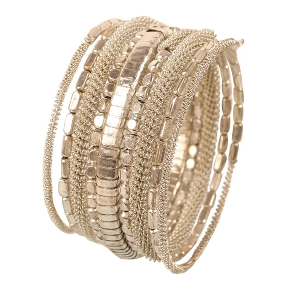 Sunsoul by Touchstone Indian Bollywood Desire Finely Twisted Handcrafted Beaten Metal Dramatic Look Designer Jewelry Slip In Spiral Bracelet In Silver Tone For Women.