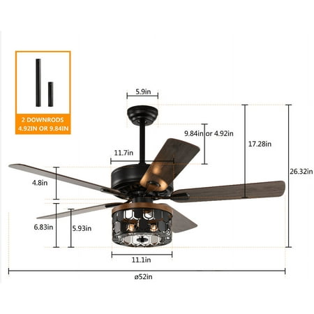 

Remote-controlled 52‘‘ Plywood Blades Ceiling Fan for Bedroom and Living Room