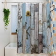 thumbnail image 3 of Blue Grey Wooden Shower Curtain Set, Waterproof Shower Curtains for Bathroom, Farmhouse Barn Sunflowers Retro Washable Fabric Cloth Bath Curtain for Bathtub Decoration with Hooks 72x78 Inches, 3 of 9