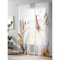 thumbnail image 4 of Thanksgiving Sheer Curtains 108 inches Long, White Pumpkin Flowers Fall Harvest Farmhouse Light Filtering Sheer Window Curtains Rod Pocket Voile Drapes for Bedroom Living Room, 52"W x 108"L 2 Panels, 4 of 7