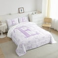 thumbnail image 3 of jejeloiu Monogrammed E King Size Comforter Sets,Cute Bowknot Bowtie Bedding Comforter Set,Light Purple White Bedding Set,Microfiber Room Decorative Reversible,3 Pieces, 3 of 8
