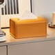 thumbnail image 5 of Caja de pañuelos de cuero para el hogar, la oficina, la sala de estar, soporte para pañuelos con resorte inferior para gabinete de esquina, caja de servilletas de goma suave con apertura en forma de, 5 of 6