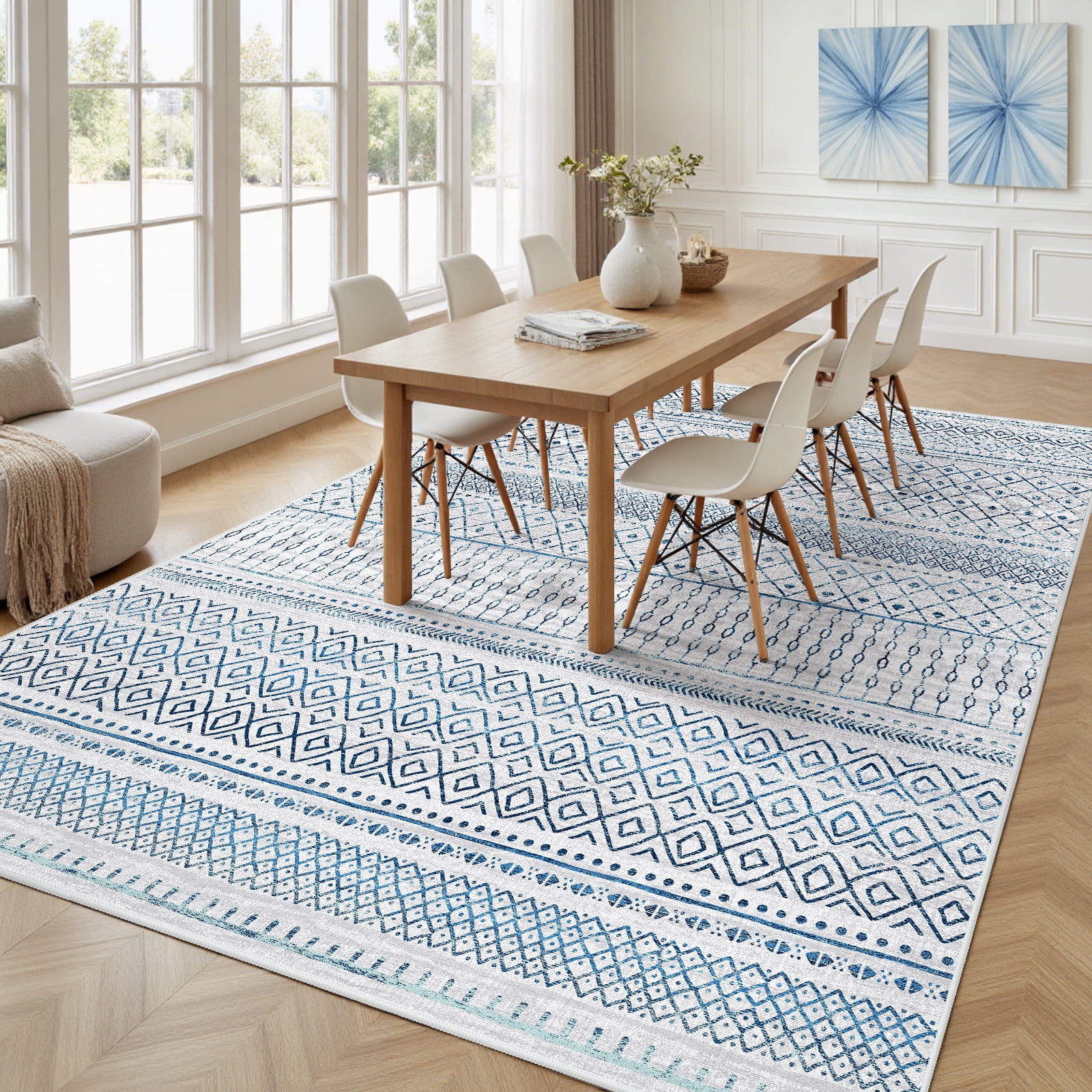 CHITOOMA 5'x7' Area Rugs for Living Room, Washable Rugs Print Pattern Boho Soft Geometric Bohemian Carpet Indoor Rug for Bedroom Dining Room Office Nonslip Foldable Rug
